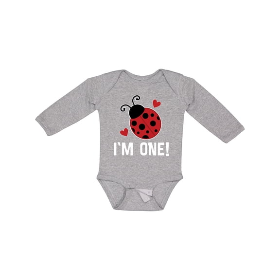 Inktastic First Birthday Ladybug 1 Year Old Girls Long Sleeve Baby Bodysuit