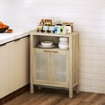 thumbnail image 2 of HOMCOM Modern Sideboard Buffet Cabinet, Natural Wood Accent Cabinet with Rattan Doors & Adjustable Shelf, 23.3"W Storage Organizer for Kitchen, Dining Room, Living Room or Entryway, 2 of 8