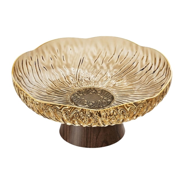 Frutero con pedestal, cesta de frutas portátil, soporte para aperitivos de moda, bandeja para frutas Ámbar