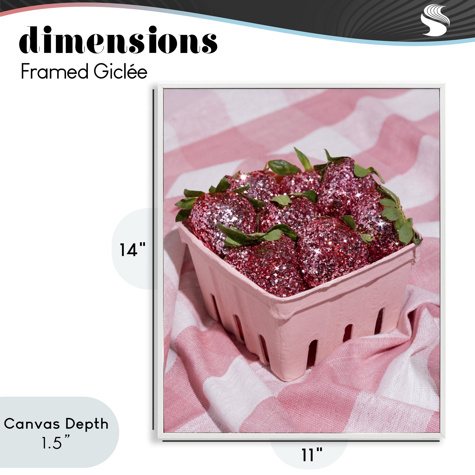 Stupell Industries Glam Glimmer Strawberries White Framed Giclee Art, design by LISH Creative