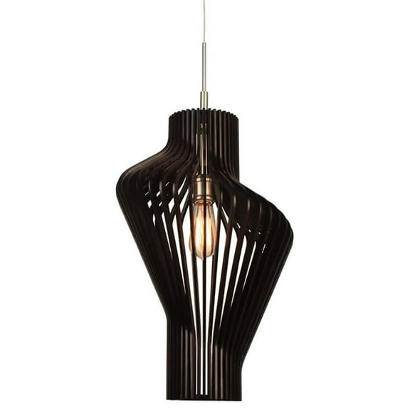 Woodbridge Lighting Escher Canopy 1 Light Wood Mini Pendant in Nickel/Black