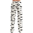thumbnail image 5 of BWASD Pants for Women Halloween Bat Print Wide Leg Pants with Pockets Comfy Baggy Holiday Party Loungewear Casual Loose Soft Pajama Bottoms Home Daily Wear | L Size, 5 of 6
