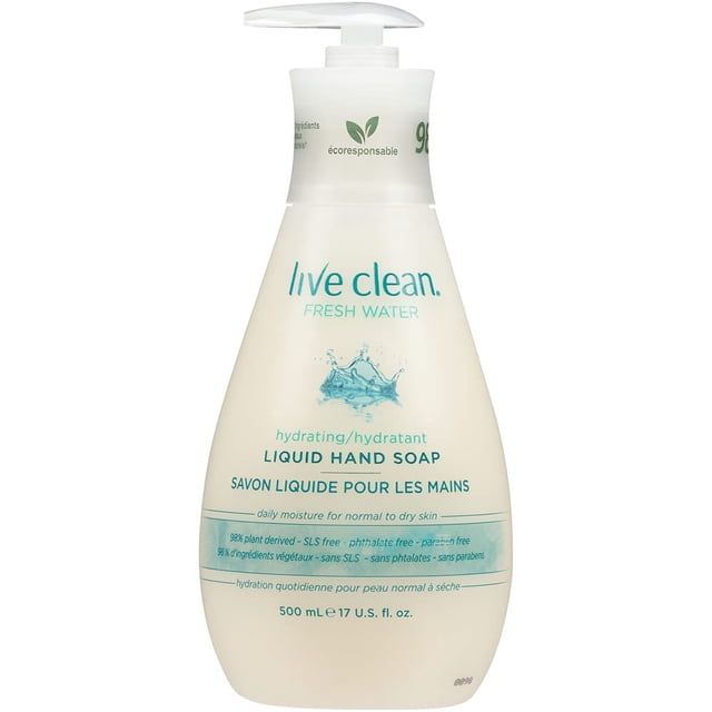 Jabón líquido para manos Live Clean, agua dulce, 17 onzas (el embalaje puede variar)