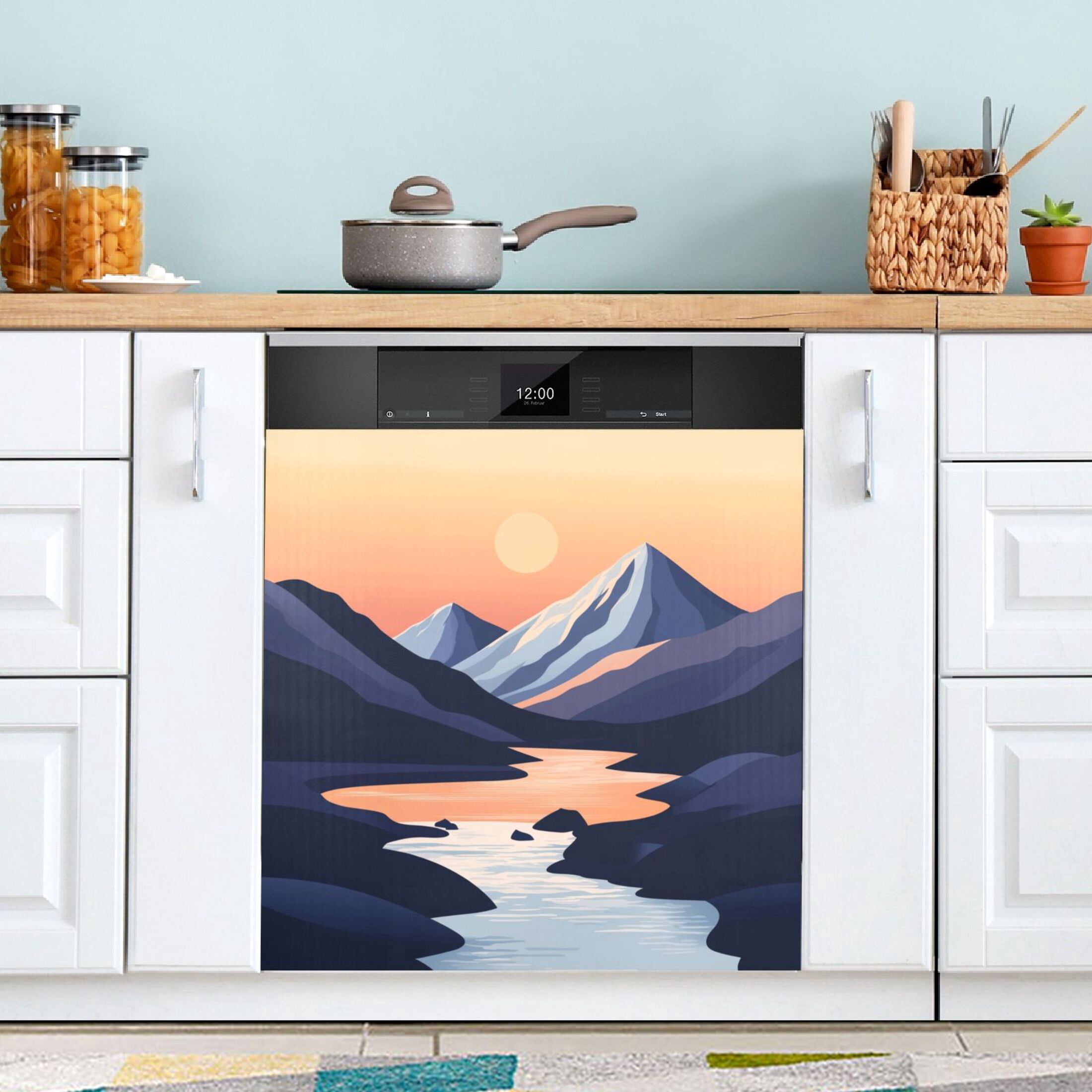 Dishwasher Magnetic Sticker 23x26 Inch Refrigerator Magnetic Sticker Washing Machine Magnetic Sticker Kitchen Panel Magnetic Sticker Home Decor Beautiful River Sunset