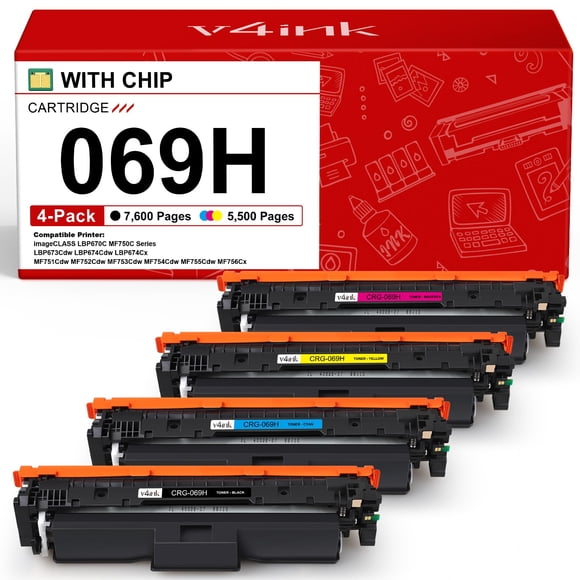 Cartuchos de tóner v4ink 069H 069 de alta capacidad, paquete de 4 unidades Canon