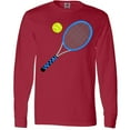 thumbnail image 3 of Inktastic Blue Tennis Racket and Ball Long Sleeve T-Shirt, 3 of 5