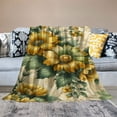 thumbnail image 2 of GOSMITH Lemon Yellow Hawaiian Tropical Hibiscus Hawaii Aloha Tropical Flowers Farmhouse Decorative Flannel Throw Blanket White, 2 of 6