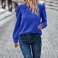 thumbnail image 6 of Womens Long Puffed-Sleeve Tops Plus Size S-5X Casual Crewneck Pullover T-Shirts Ladies Trendy Textured Solid Loose Comfort Blouses Tees, 6 of 8