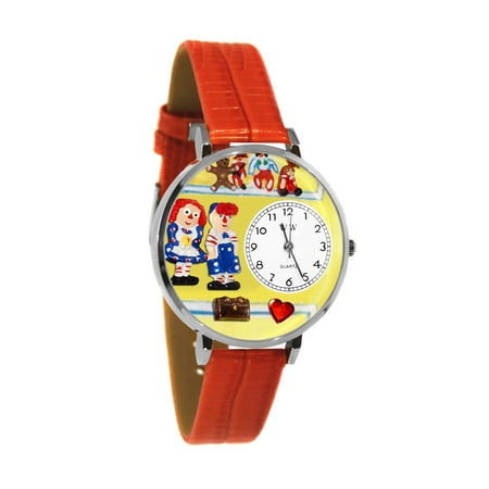 Whimsical Raggedy Ann; Andy Navy Blue Leather And Silvertone Watch