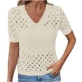 thumbnail image 2 of Women's Solid Color Hollow Out Woven Sweater Cardigan Casual Open Front Jacket, 2 of 9