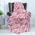 thumbnail image 4 of Floral Soft Flannel Fleece Blanket, Continuous Butterflies Flower Petals Leaves Summer Arrangement Print, Cozy Plush for Indoor and Outdoor Use, 60" x 80", White Hot Pink Vermilion, by Ambesonne, 4 of 5