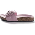 thumbnail image 3 of Roxoni Women Comfort Sandals Ribbon Bow Top EVA Flat Slides Footbed Suede with Arch Support Non-Slip, 3 of 5