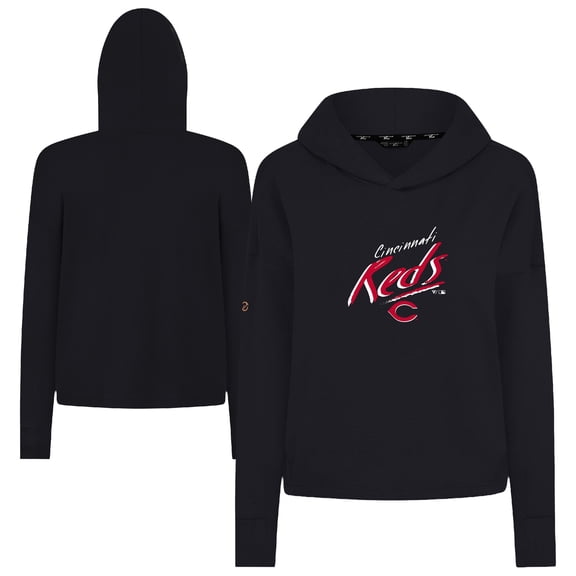 Women's Levelwear Black Cincinnati Reds Sweet Sizzle Tri-Blend Hoodie