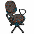 thumbnail image 1 of Mandala Office Chair Slipcover, Ornate Lace Chinese Pattern Circles Swirls and Dots Flower Illustration, Protective Stretch Decorative Fabric Cover, Standard Size, Blue Vermilion Black, by Ambesonne, 1 of 5