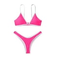 thumbnail image 4 of Prolriy Bikini Sets for Women, Women's Fashion Color Block Bikini Swimsuit Set with Padded Pads Womens Swimsuits Hot Pink L, 4 of 4