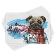thumbnail image 1 of Ambesonne Pug Place Mats Set of 4, Sketch Style Dog Doodle, Standard Size, Ruby Blue, 1 of 6