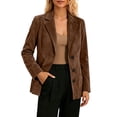 thumbnail image 2 of Stamzod Blazers for Women Business Casual Long Sleeve Suede Brown Jacket Women Open Front Work Suit Jackets Blazer Fall Clothes Brown M, 2 of 7