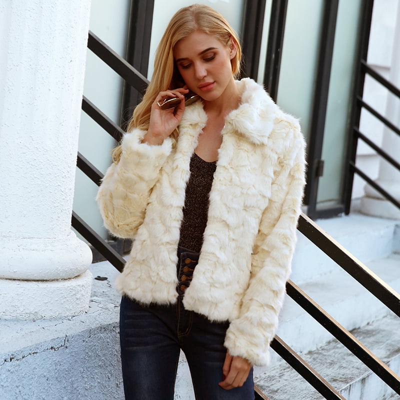 Fox Fur Vest Chic Womens Short Winter Warm Coat Jacket Outwear Peacoat Casual 