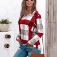 thumbnail image 3 of LYXSSBYX Women Long Sleeve Tops Hot Sale Clearance Fashion Women's Casual Lattice Printed Long Sleeve V-Neck Tunic Blouse Tops, 3 of 8