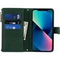 thumbnail image 6 of iPhone 13/14 Phone Case Wallet for Women Men with Card Holder, iPhone 13 Crossbody Case with Strap Shoulder Lanyard, Zipper Pocket PU Leather Cases Purse for iPhone 13,6.1 Inch Dark Green, 6 of 14