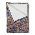 thumbnail image 2 of Ethnic Soft Flannel Fleece Throw Blanket, Mosaic Style Folk Prehistoric Historical Nature with Snakes Fishes Boho Gypsies, Cozy Plush for Indoor and Outdoor Use, 70" x 90", Multicolor, by Ambesonne, 2 of 5