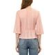 thumbnail image 3 of Blusa de encaje sólida de manga larga con cuello en V para mujer Inspire Chic, peplum, XL, rosa, 3 of 6