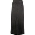 thumbnail image 3 of Women's Retro Elastic High Waist Frayed A-Line Maxi Denim Skirt with Pockets, 3 of 11