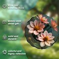 thumbnail image 5 of Metal Hanging Wind Spinners with Abstract Circular Pattern - Elegant Garden Decor with Soft Pink Flowers and Bright Yellow Centers, 5 of 6