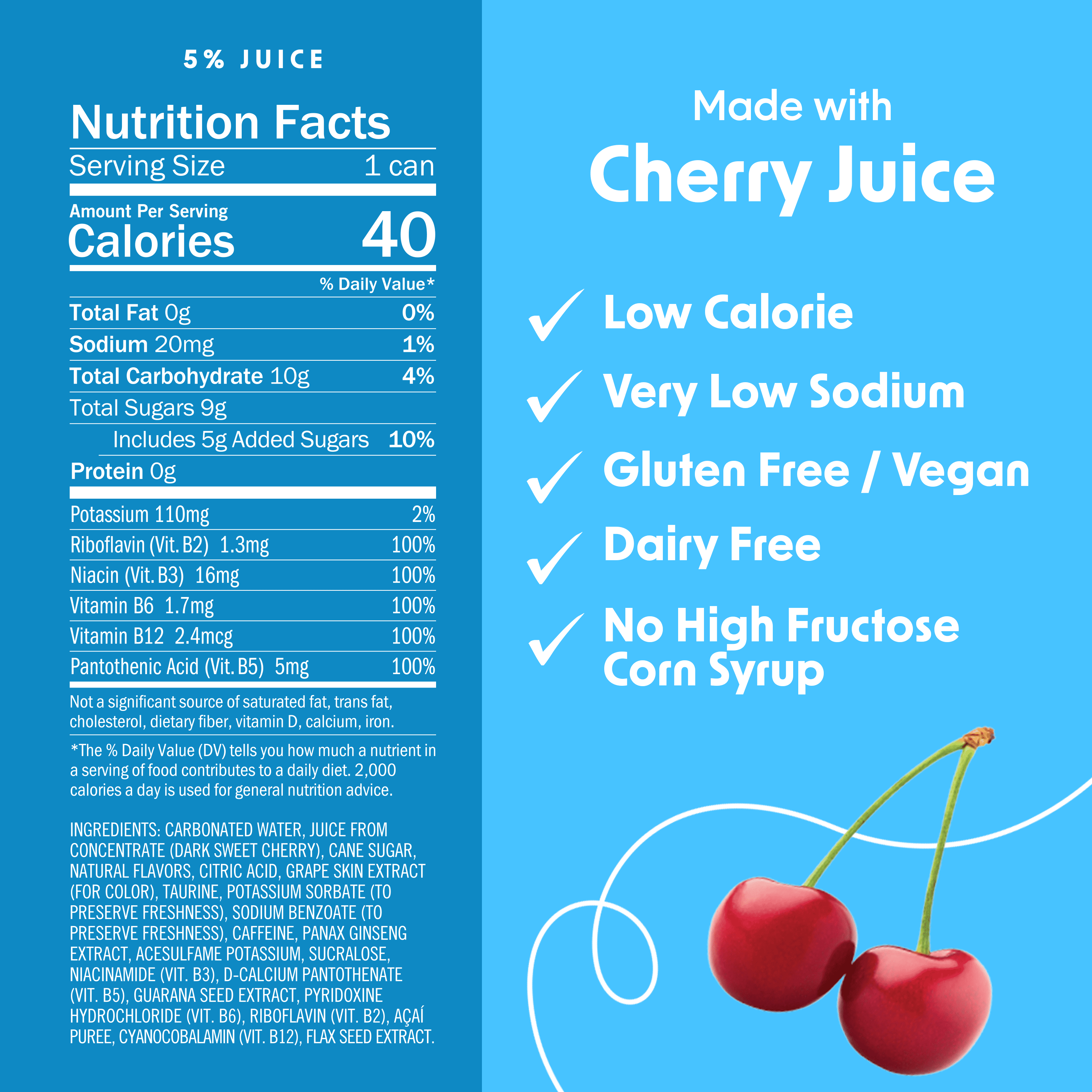 Bing Beverage Healthy Energy Drinks, Bing Cherry, 12 oz (12 Pack)
