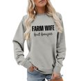 thumbnail image 2 of Hoodie Women Smooth Stretch Print Long Sleeve Crew Neck Loose Pullover Sweatshirt Womens Sweatshirts Grey L, 2 of 4