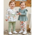 thumbnail image 3 of 6 Months Baby Girls Clothes 12 Months Girl 2 Pack Outfits Set Infant Girl Long Sleeve Top Pants 4PCS Clothing Set Green, 3 of 6