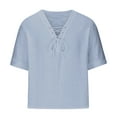 thumbnail image 1 of Camisetas de Verano para Hombre Pullover de Manga Media con Cuello en V en Color Sólido, Casual Y Ligero Camisetas de Manga Corta para Hombre, 1 of 4