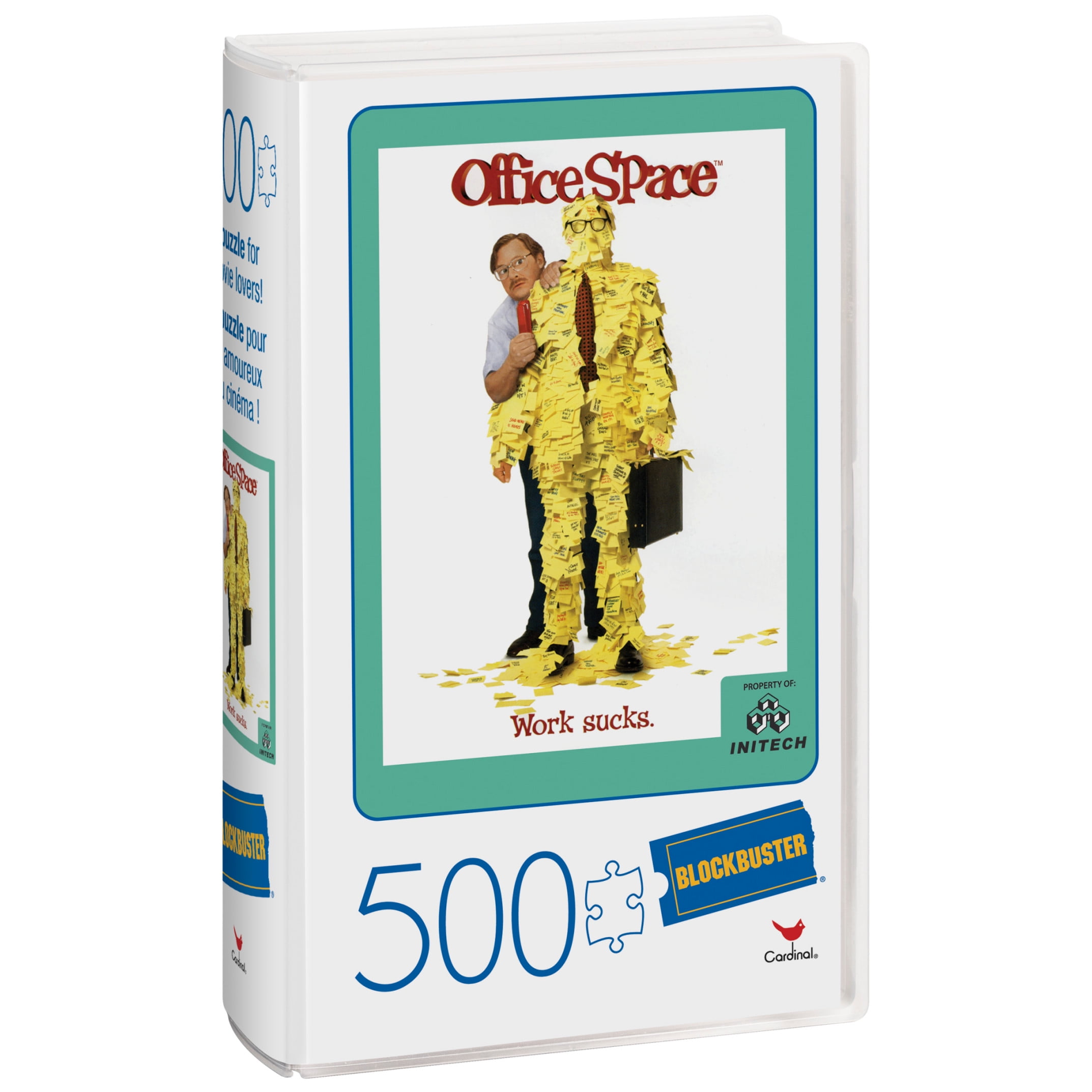 Office Space Movie 500-Piece Jigsaw Puzzle in Plastic Retro Blockbuster VHS Video Case, for Adults and Kids Ages 8 and up
