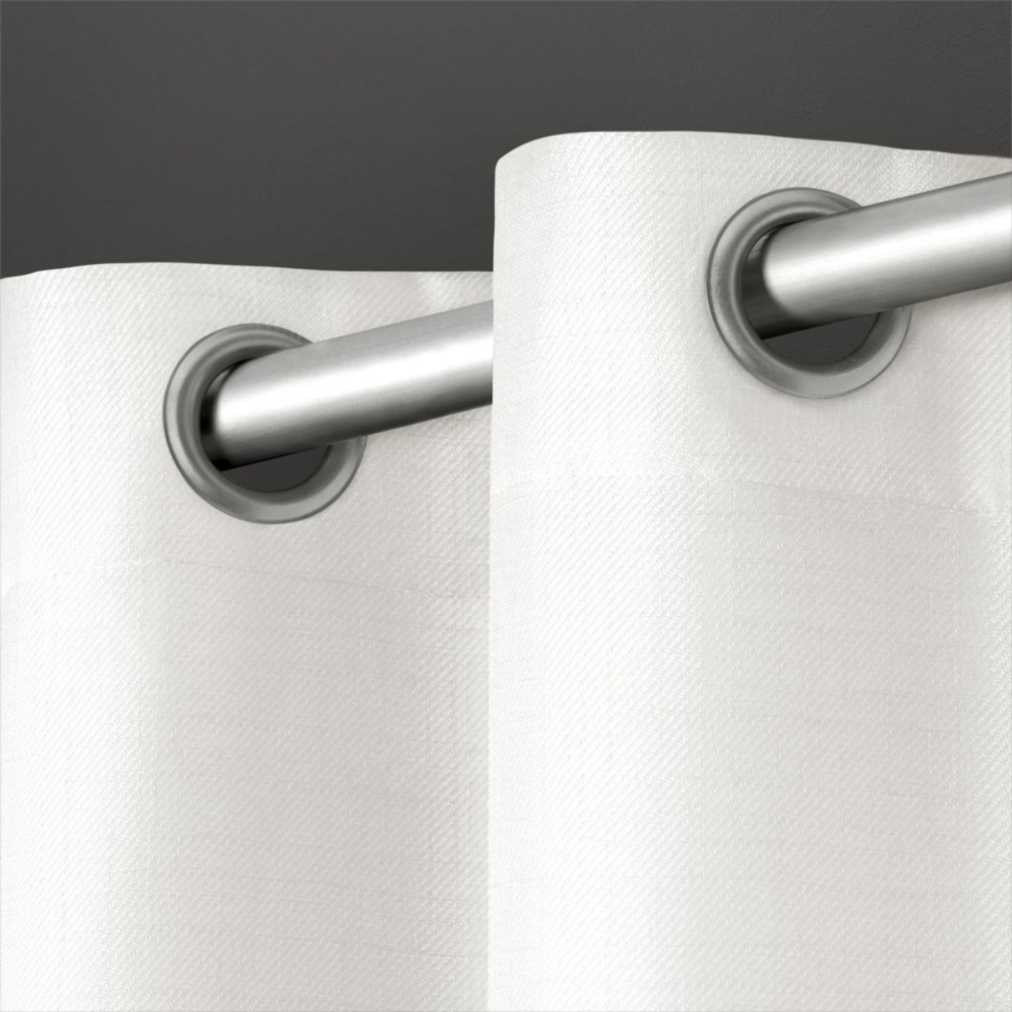 Exclusive Home Tweed Textured Linen Room Darkening Blackout Grommet Top Curtain Panel Pair, 52"x96", Winter White