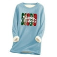 thumbnail image 2 of up to 60% off Gifts Wycnly Merry Christmas Sweater Womens Winter Thickened Fleece Lined Sweatshirt Long Sleeve Soft Cozy Plush Pullover Tops Ladies Trendy Xmas Graphics Sweatshirt Christmas Clearance, 2 of 5