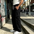 thumbnail image 5 of WIZUTIZ Men's Pleated Wide Leg Pants Elastic Drawstring Waist Relaxed Fit Solid Color Casual Track Trousers, 5 of 9