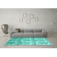 thumbnail image 3 of Ahgly Company Machine Washable Indoor Square Abstract Turquoise Blue Contemporary Area Rugs, 5' Square, 3 of 4