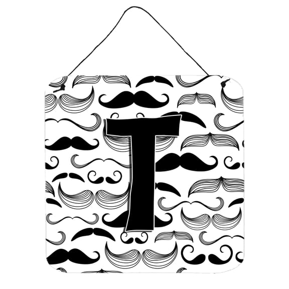Carolines Treasures CJ2009-TDS66 Letter T Moustache Initial Wall or Door Hanging Prints 6HX6W multicolor