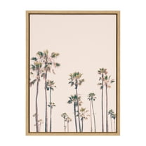 Kate and Laurel Sylvie Pink Palm Tree Paradise Framed Canvas Wall Art by Caroline Mint, 18x24 Natural, Pastel Tropical Art for Wall