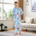 thumbnail image 3 of Adult Christmas Onesie Red and White Striped Bow Adult Zipper One-Piece Pajamas Unisex Pajamas with Pockets, 3 of 6