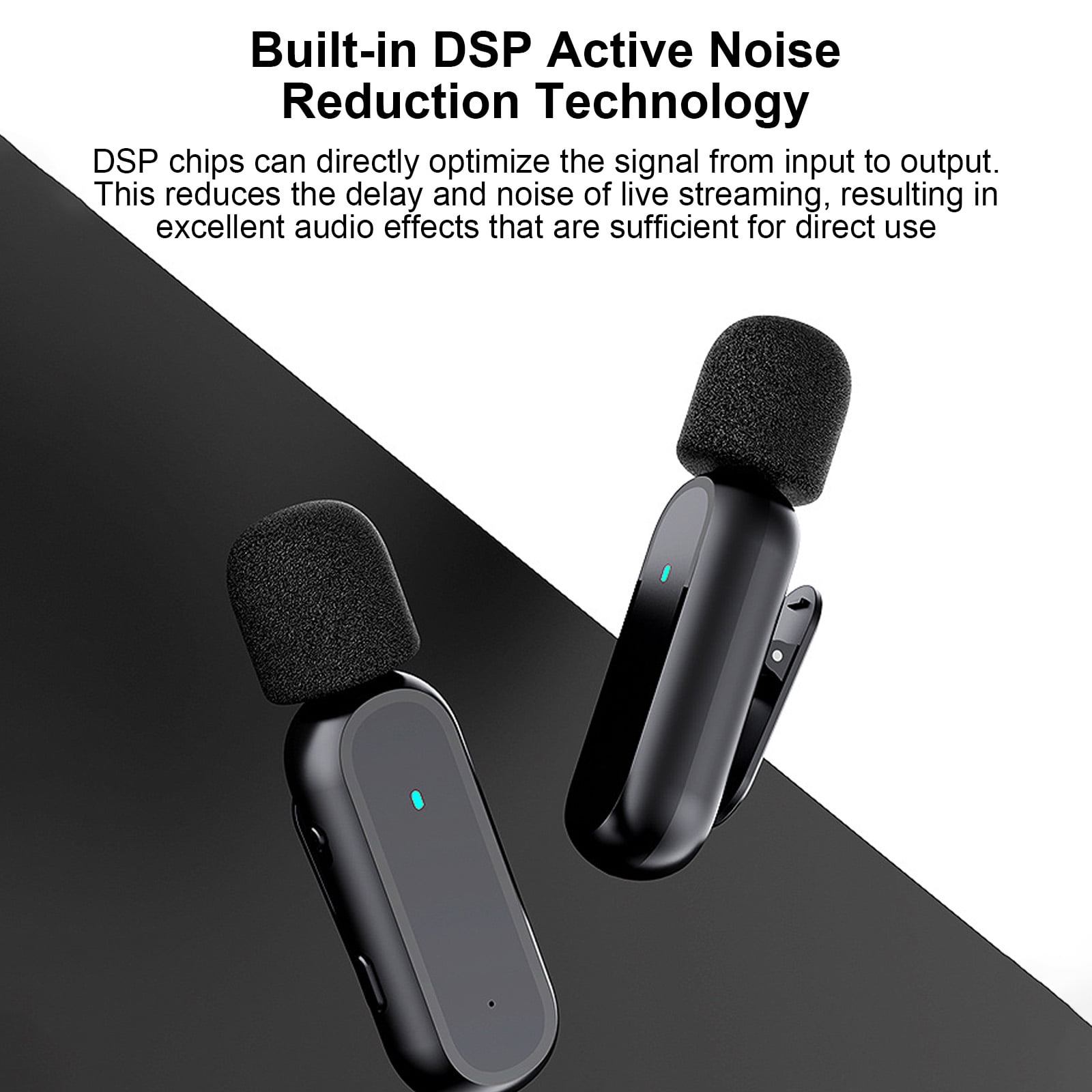 Wireless Mic Wireless Wireless Clip-on Microphone Wireless Mic Receiver and 2 Transmitters with Charging Box for Type-C Mobile Phone Rechargeable Microphone with Windscreen for Interview Live