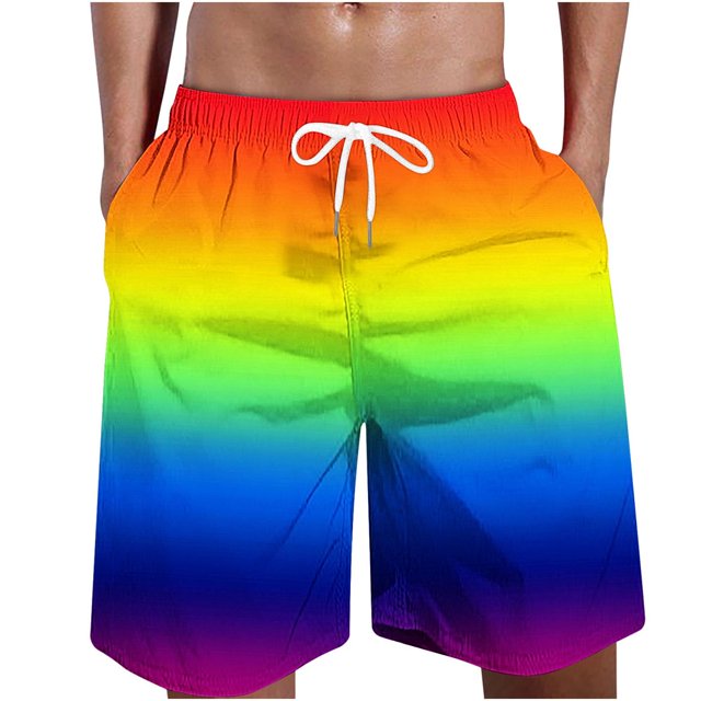 JUNWELL Men‘s Swim Trunks 9 Inch Inseam Bathing Suit Hawaiian Swimsuits Fashion Gradient Beach Shorts Quick Dry Elastic Waist Drawstring Surfing Boardshorts with Pockets Black 3XL