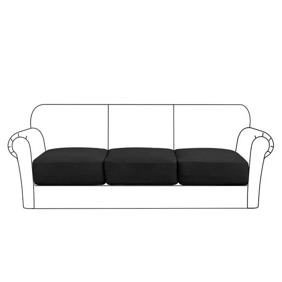 Flamingo P Housse de Coussin de Siège Extensible Haute Protection de Meubles pour Siège de Canapé Housse de Canapé Flexibilité Douce avec Fond Élastique (3 Housses de Coussin, Noir)