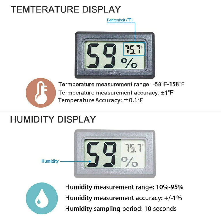 Reptile Thermometer Hygrometer with Double-Sided Tape Mini Reptile  Thermometer and Humidity Gauge Digital Mini Hygrometer Thermometer Indoor  Digital LCD Monitor Indoor Humidity Temperature Gauge 01
