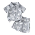 thumbnail image 3 of ANINEO Boys Summer Outfit Sets Dinosaur Print Short Sleeve Lapel Shirt And Shorts Beach Style Casual Play For Toddler Kids Trendy Child Clothing Sets, 3 of 9