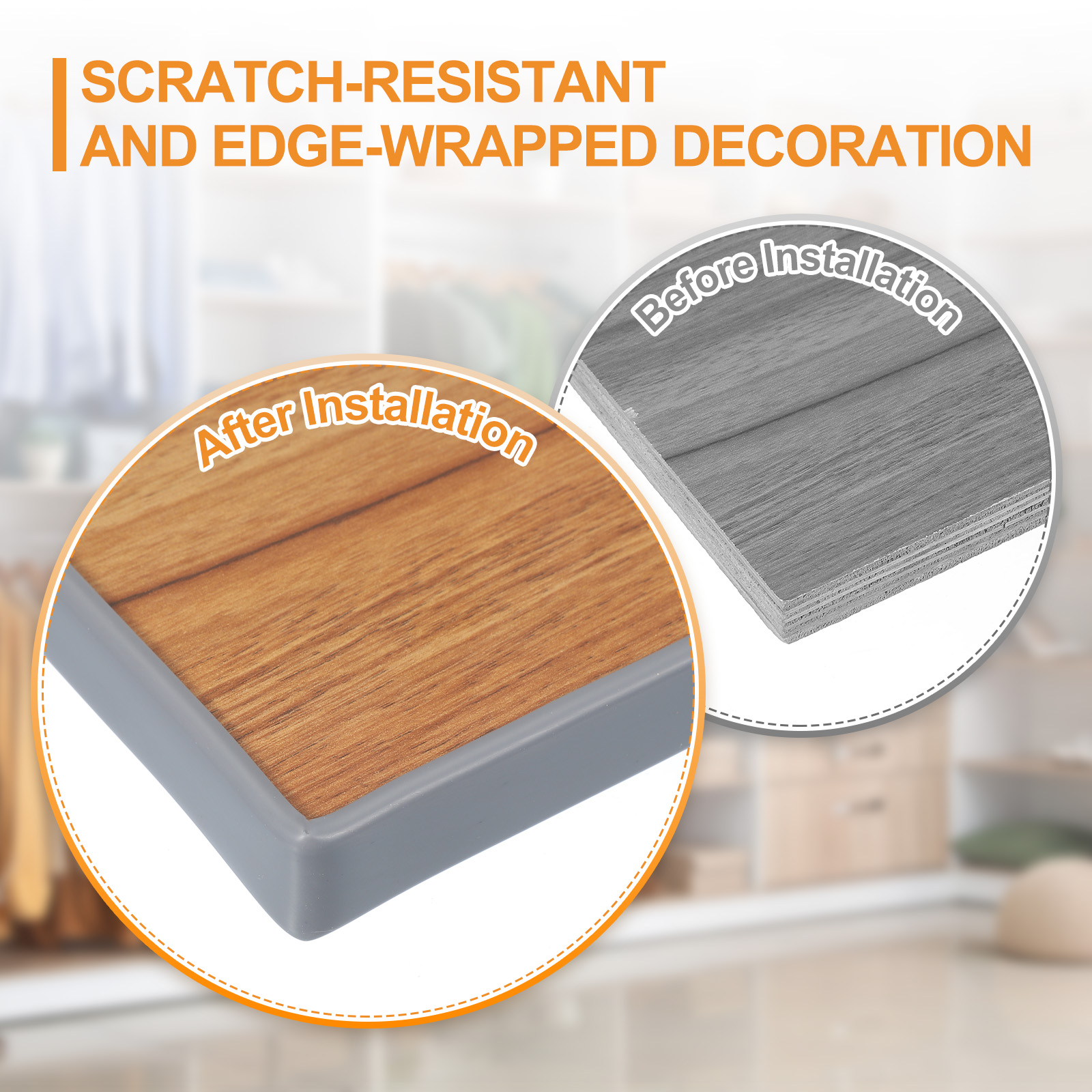 Uxcell TPE U-Shape Edge Banding Self Adhesive Flexible Veneer Edging Trim Furniture Edge Protector for Shelf Cabinet Table Gray 1-1/4 Inch x 20ft