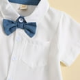 thumbnail image 6 of TAIAOJING Kid Toddler Boy Clothes Outfit Toddler Boys Summer Suit Short Sleeved White Shirt With Bow Tie Blue Shorts Performance Suit Gentleman Suit For 5-6 Years, 6 of 9