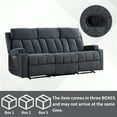 thumbnail image 2 of Bonzy Home Reclining Sofa for Living Room, Extra Wide Modern Overstuffed 3 Seat Recliner Manual Sofa Chair, Breathable Soft Fabric and Padded Seat,Navy, 2 of 9