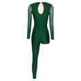 thumbnail image 5 of TiaoBug Women's Asymmetrical Gymnastics Leotard Long Sleeve Round Neck Figure Skating Jumpsuit Green S, 5 of 7