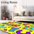 thumbnail image 2 of ODIKA 4'x6' Machine Washable Non-Slip Area Rug, Educational Alphabet Discovery With Vibrant Animal Illustrations High Traffic Rug, Yellow, 687696, 2 of 7